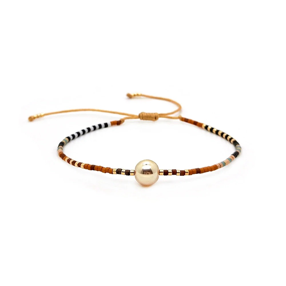 Bracelet Glass Glaze Geometric Handwoven Retro Gradient Style - Image 6