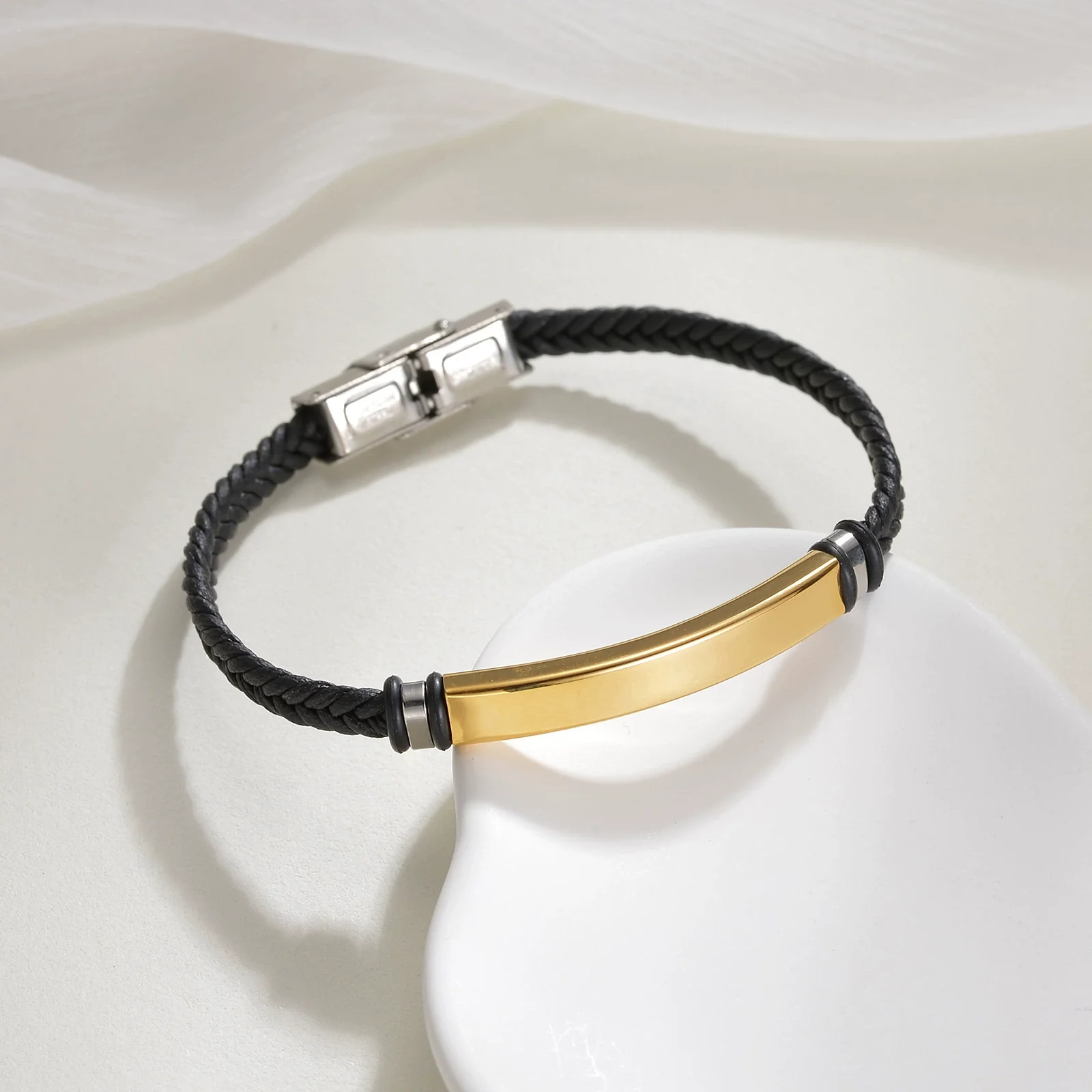 Bracelet Imitation Leather Twist Braided Electroplated Women's Couple - Image 2