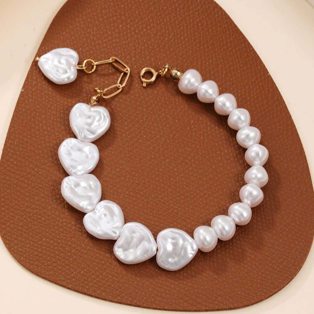 Bracelet Imitation Pearl Geometric Handmade Unisex Retro Love Butterfly Style