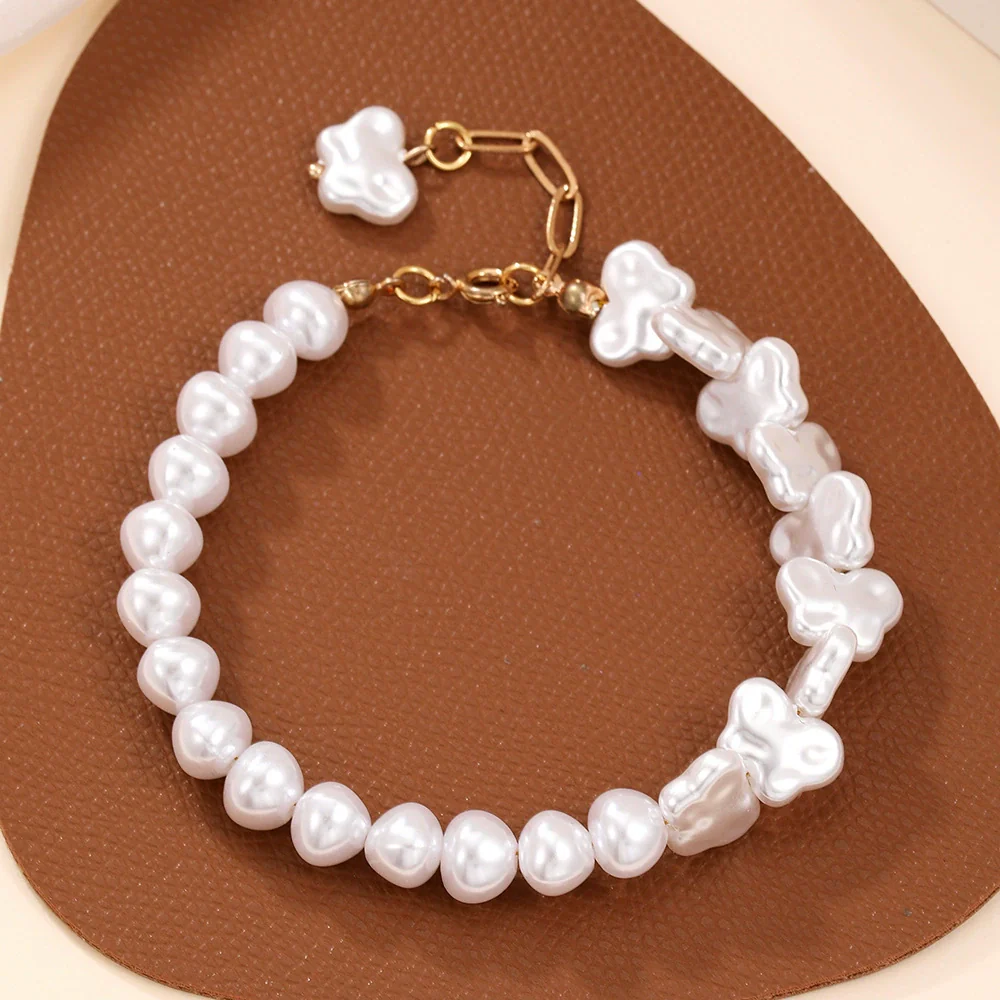 Bracelet Imitation Pearl Geometric Handmade Unisex Retro Love Butterfly Style - Image 3