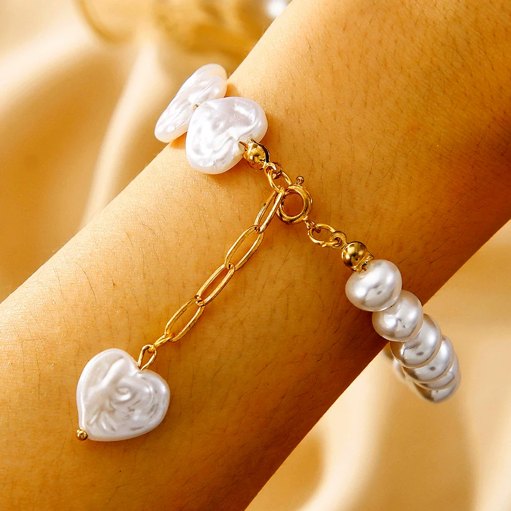 Bracelet Imitation Pearl Geometric Handmade Unisex Retro Love Butterfly Style - Image 4
