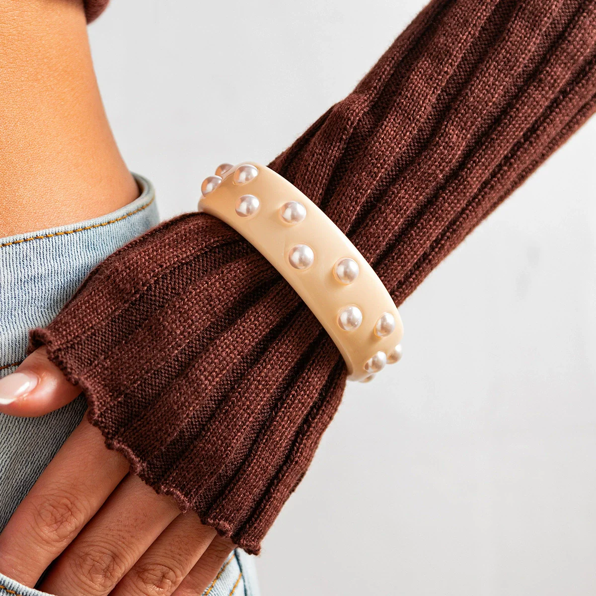 Bracelet Imitation Pearl Resin Geometric Handmade Exaggerated Sweet Cool Ins Style - Image 13