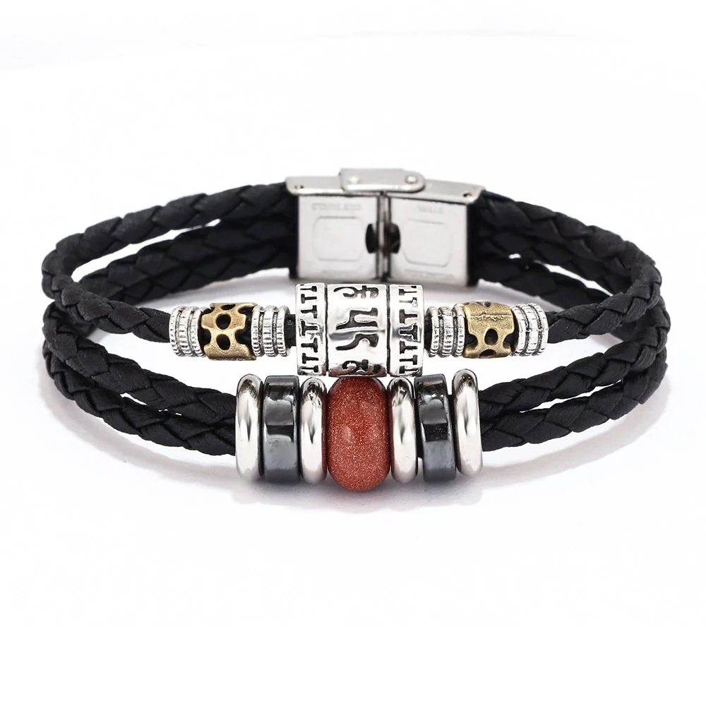 Bracelet Lapis Lazuli Tiger Eye Stone Cortex Stainless Steel Buckle Retro Geometric Handwoven Jewelry - Image 11