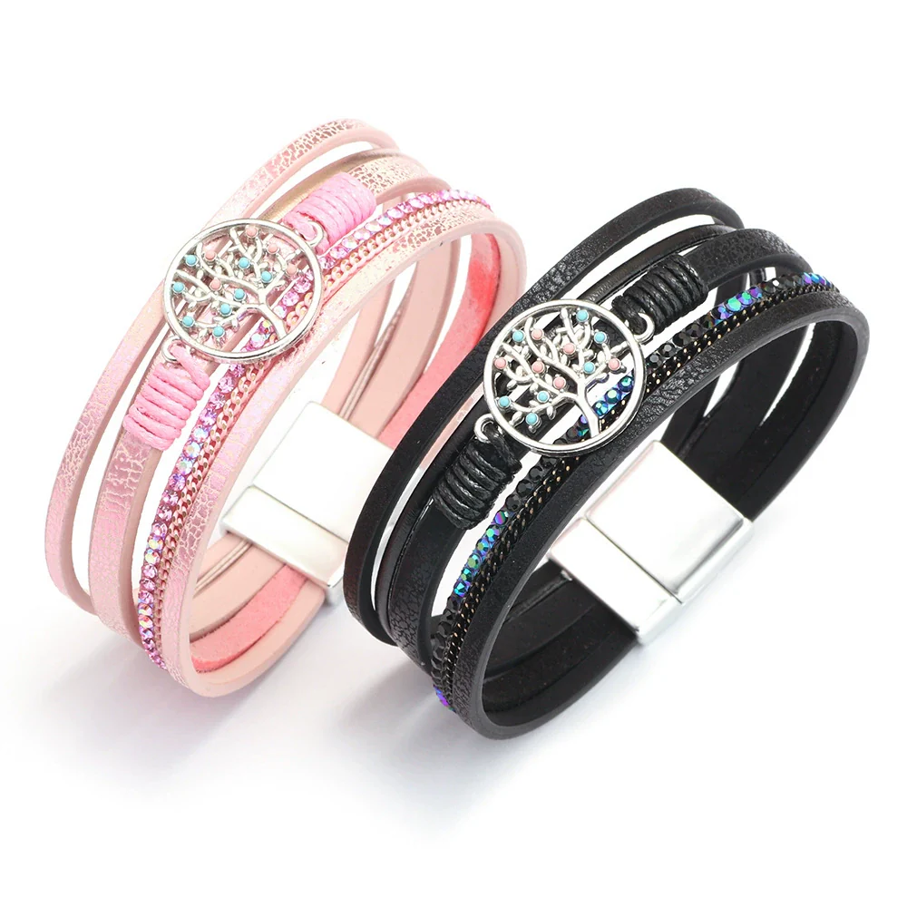 Bracelet Magnetic Material Leaves Pattern Electroplated Bohemian Style For Women - Image 2