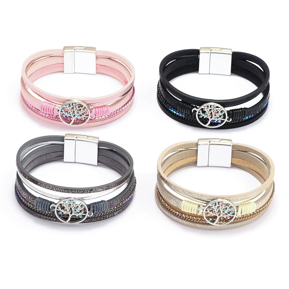 Bracelet Magnetic Material Leaves Pattern Electroplated Bohemian Style For Women - Image 3