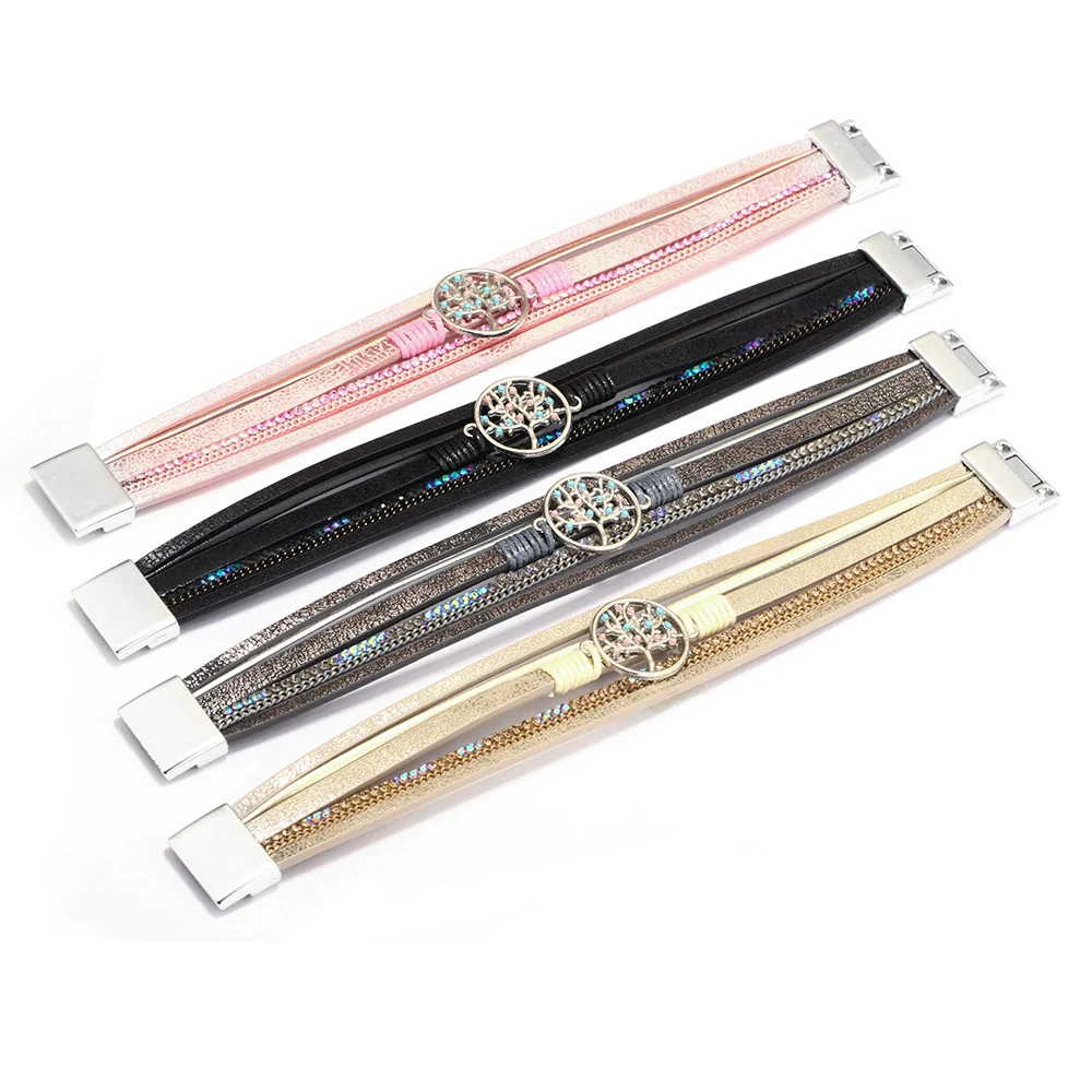 Bracelet Magnetic Material Leaves Pattern Electroplated Bohemian Style For Women - Image 4