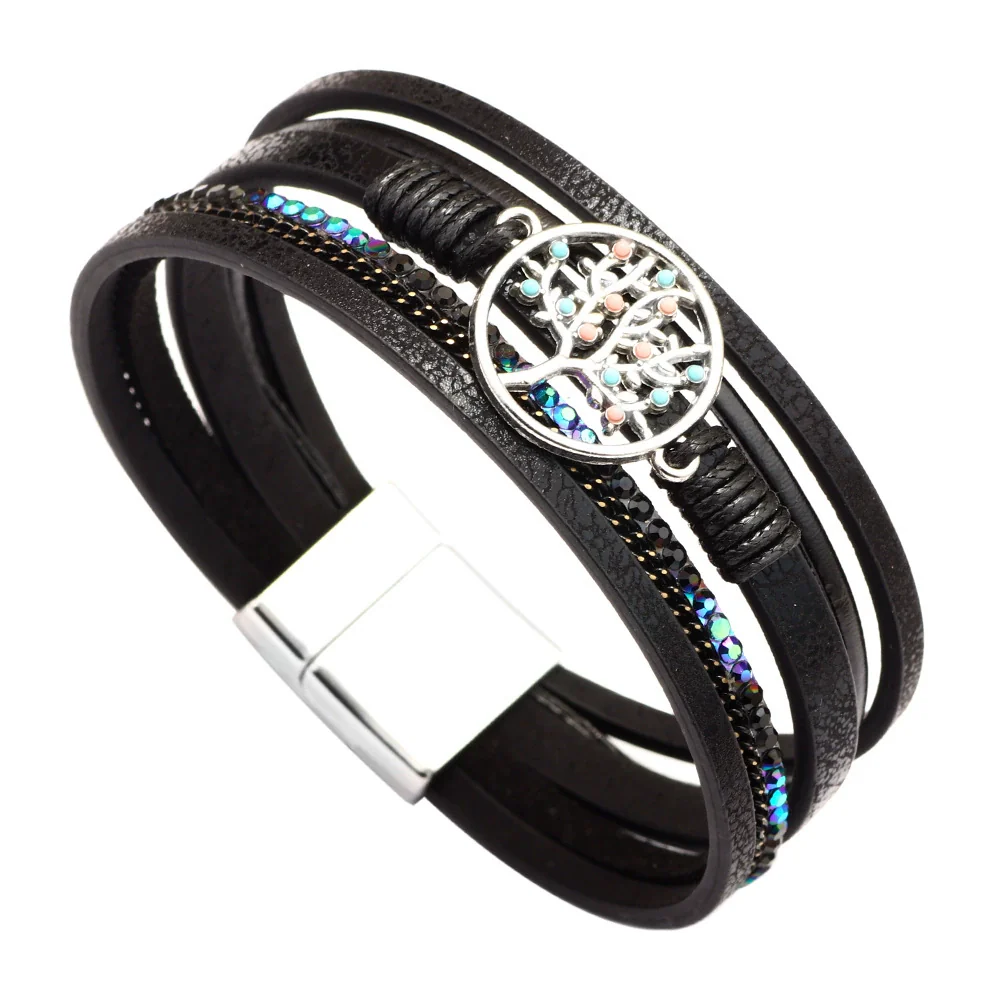 Bracelet Magnetic Material Leaves Pattern Electroplated Bohemian Style For Women - Image 6