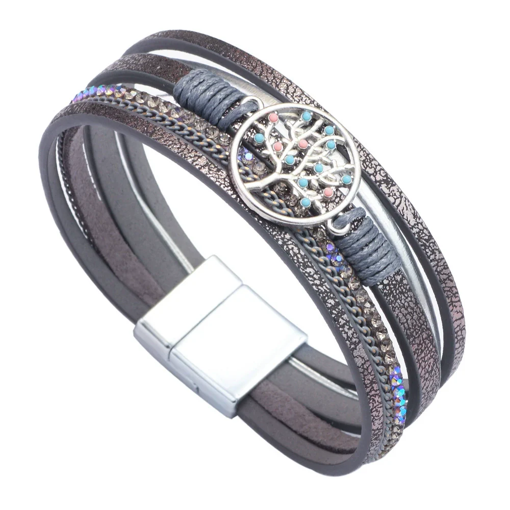 Bracelet Magnetic Material Leaves Pattern Electroplated Bohemian Style For Women - Image 7