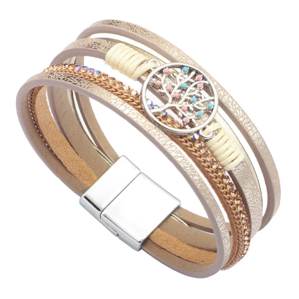 Bracelet Magnetic Material Leaves Pattern Electroplated Bohemian Style For Women - Image 9