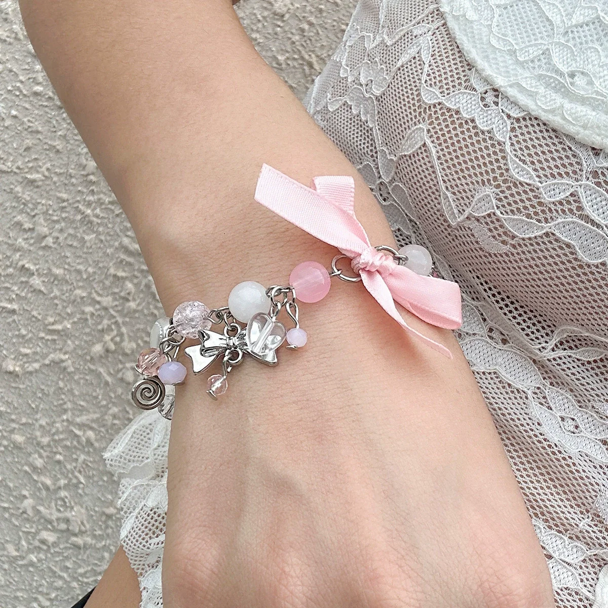 Bracelet Metal Imitation Pearl Bow Heartshaped Strawberry Geometric Star Electroplated Women's - Image 2