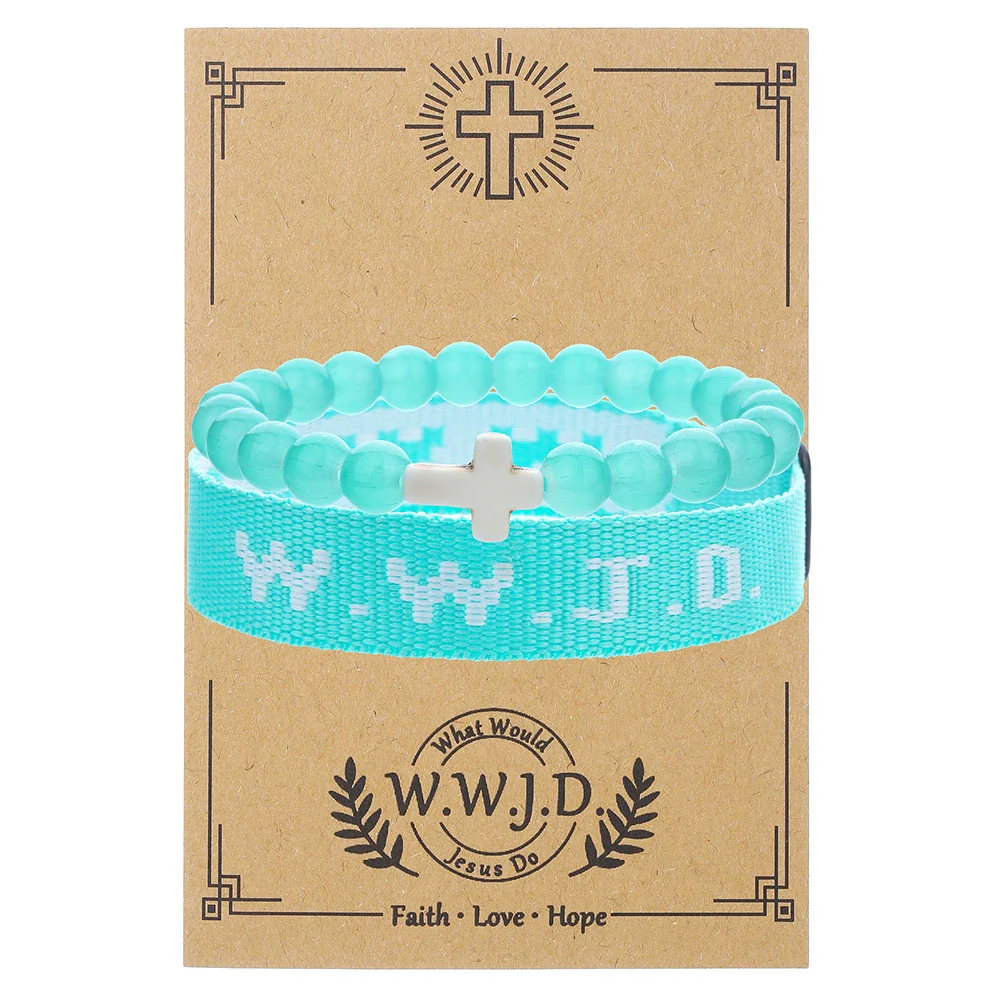 Bracelet Natural Stone Beads Geometric Handmade Cross Charm Faith Friendship Couple Unisex - Image 10