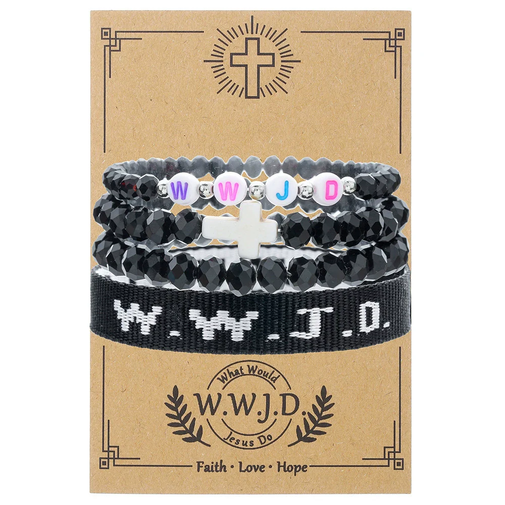 Bracelet Natural Stone Beads Geometric Handmade Cross Charm Faith Friendship Couple Unisex - Image 18