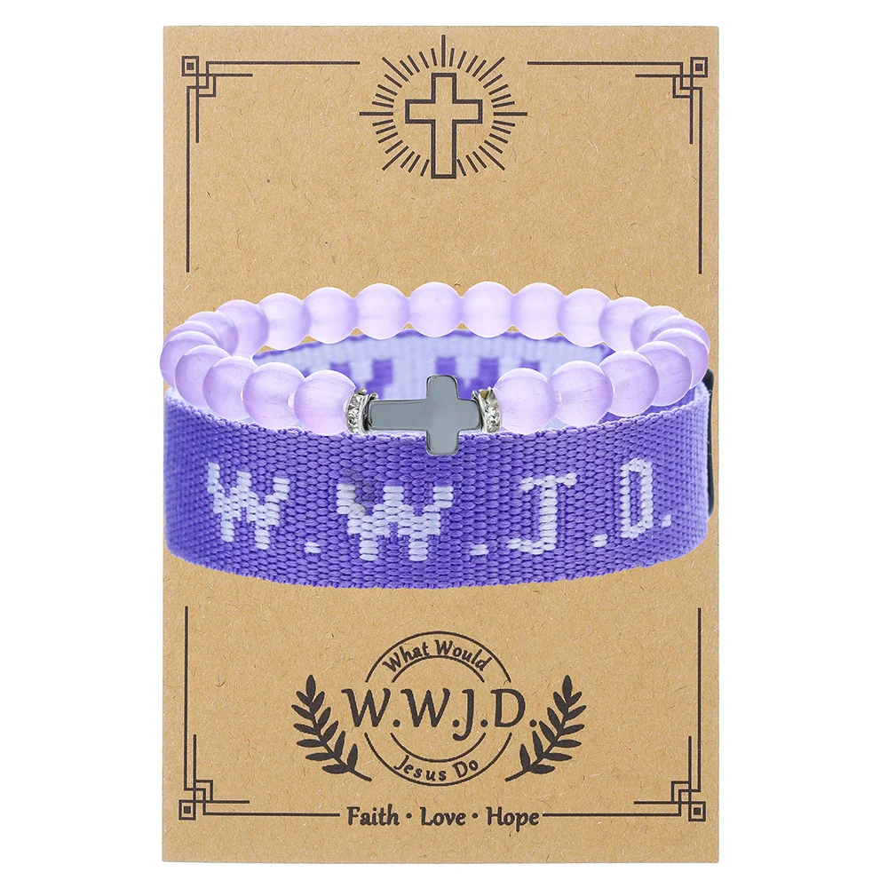 Bracelet Natural Stone Beads Geometric Handmade Cross Charm Faith Friendship Couple Unisex - Image 21
