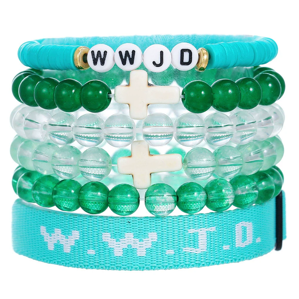Bracelet Natural Stone Beads Geometric Handmade Cross Charm Faith Friendship Couple Unisex - Image 26