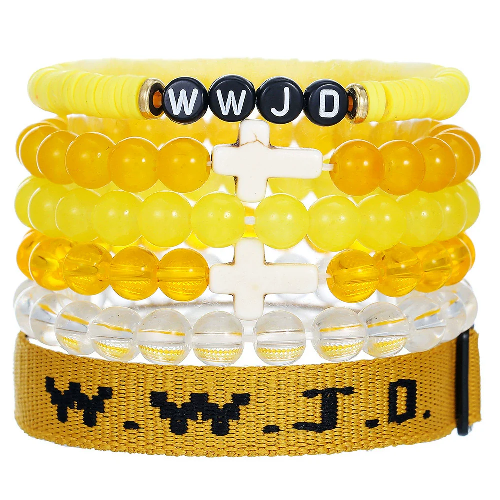 Bracelet Natural Stone Beads Geometric Handmade Cross Charm Faith Friendship Couple Unisex - Image 27