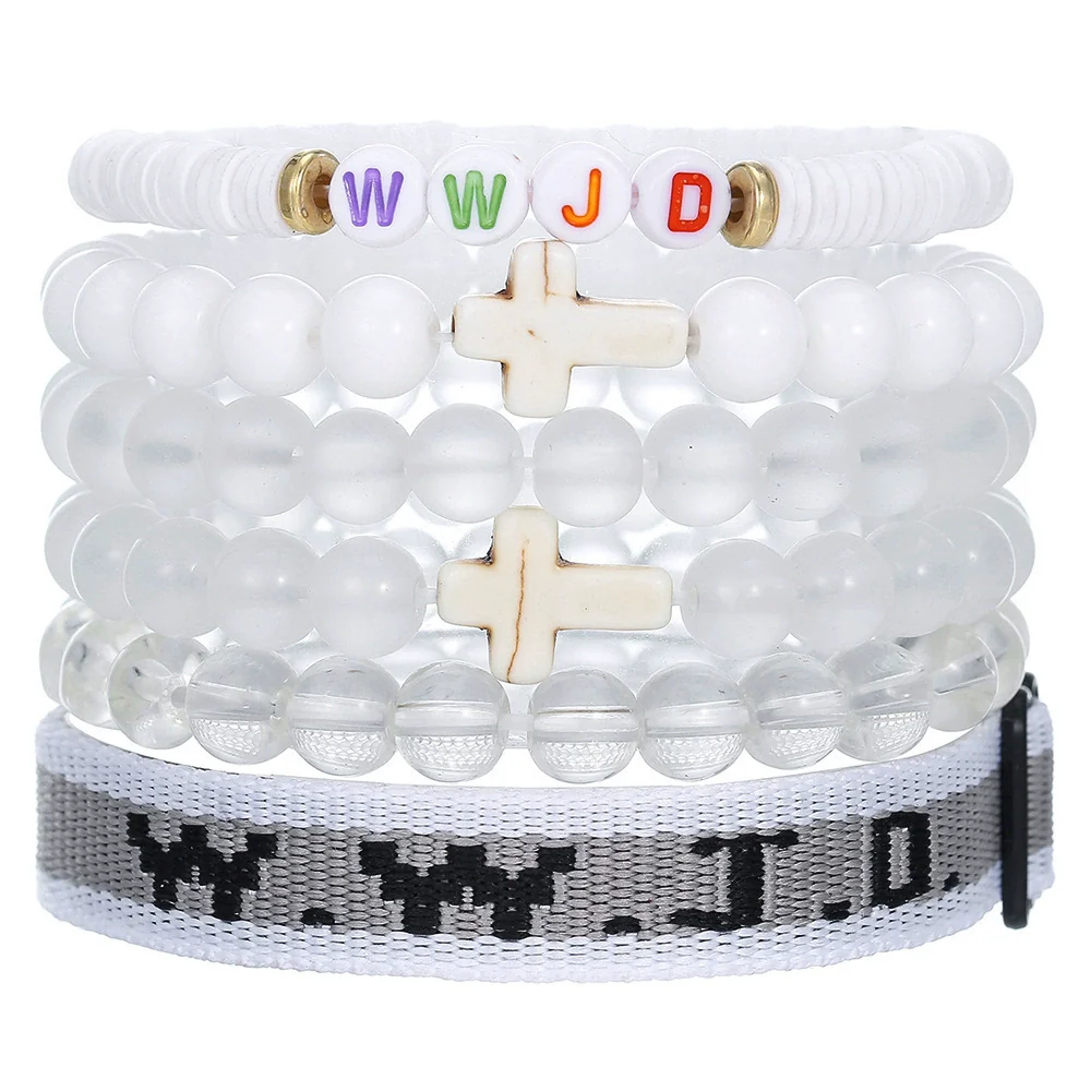 Bracelet Natural Stone Beads Geometric Handmade Cross Charm Faith Friendship Couple Unisex - Image 31