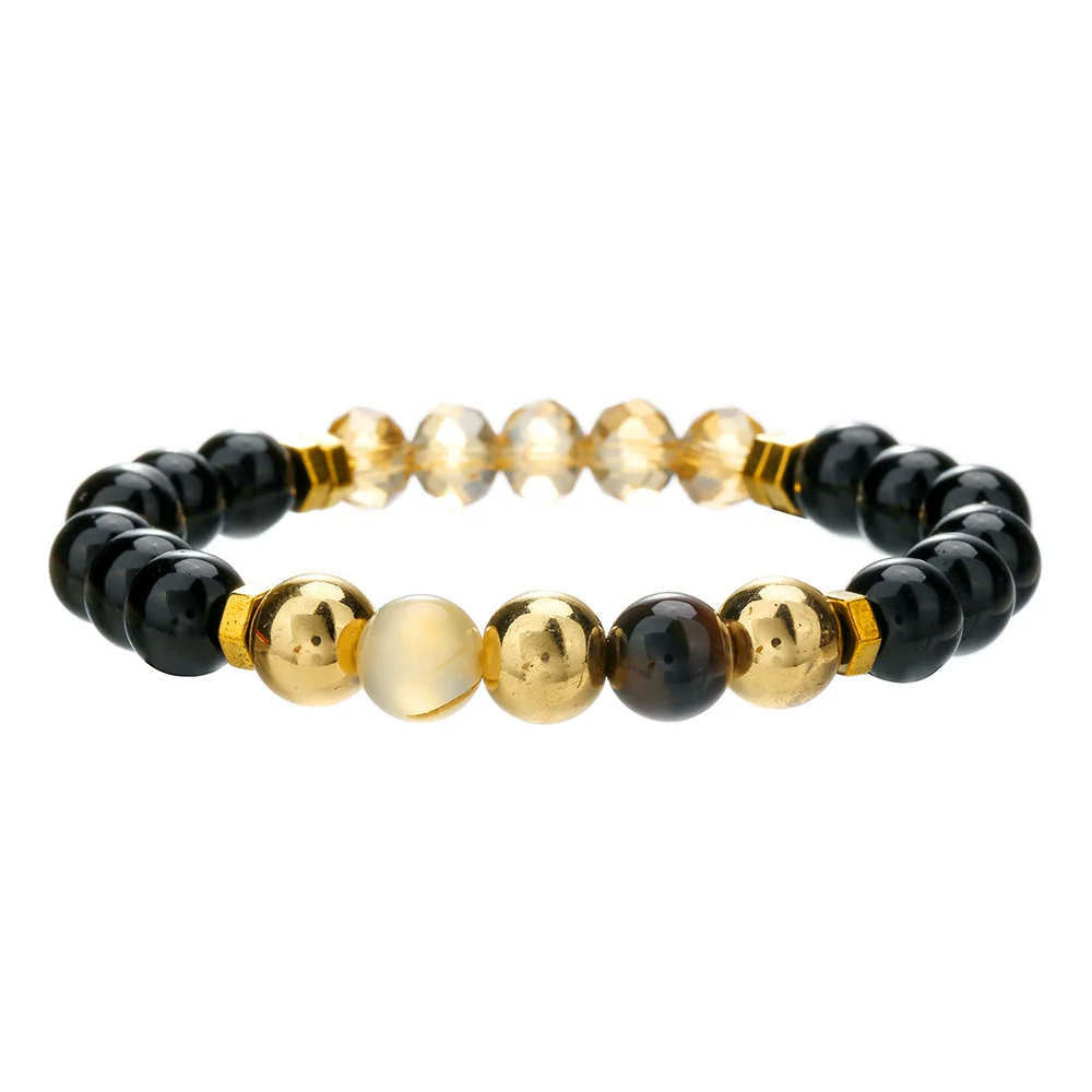 Bracelet Natural Stone Elastic Beaded Geometric Handmade - Image 16