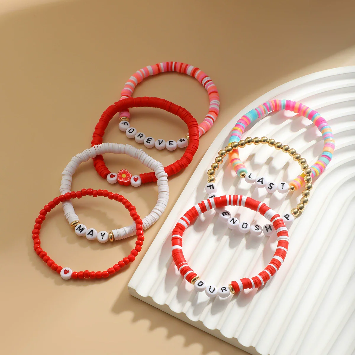 Bracelet Polymer Clay Beaded Strawberry Letter Electroplated Women's - Image 4