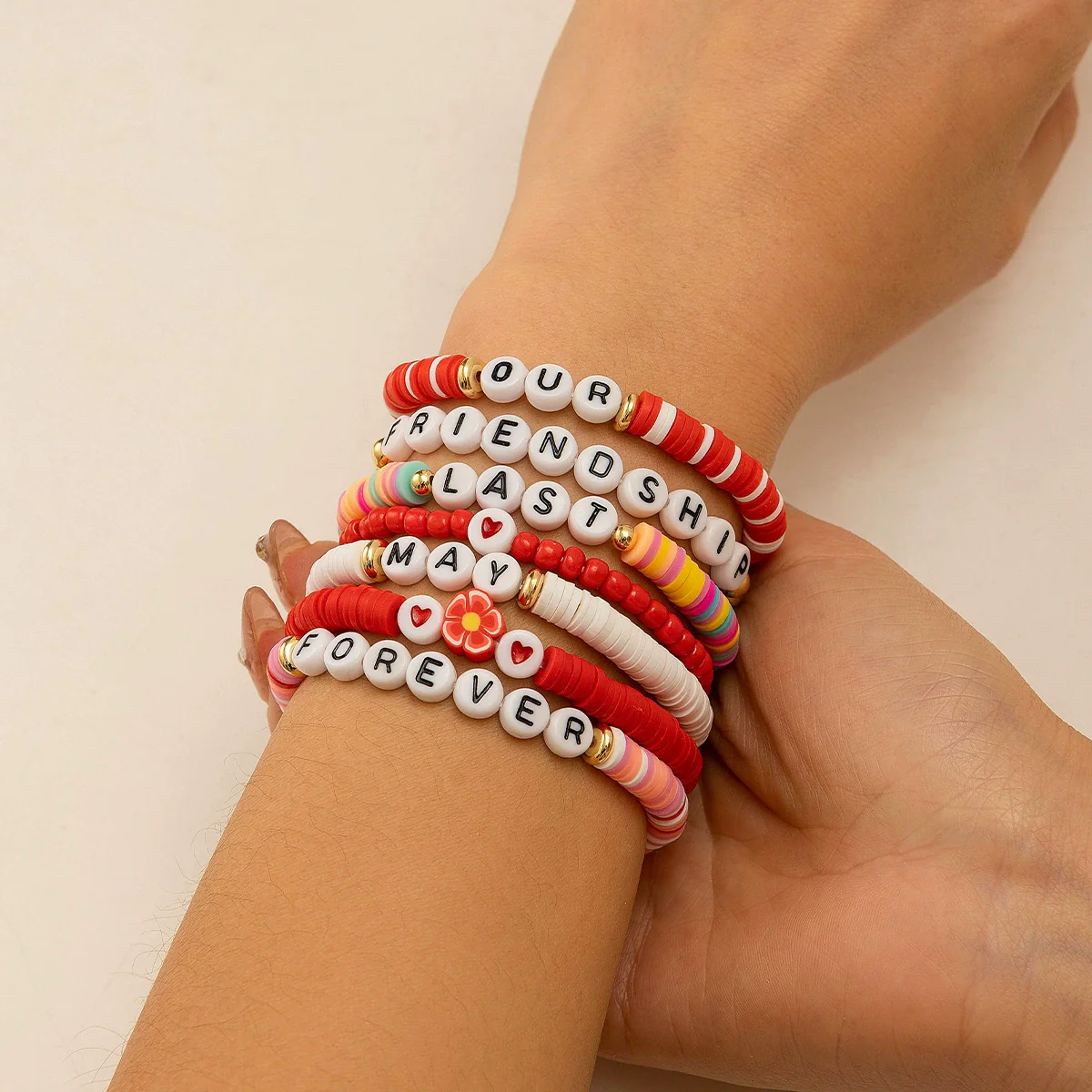 Bracelet Polymer Clay Beaded Strawberry Letter Electroplated Women's - Image 6