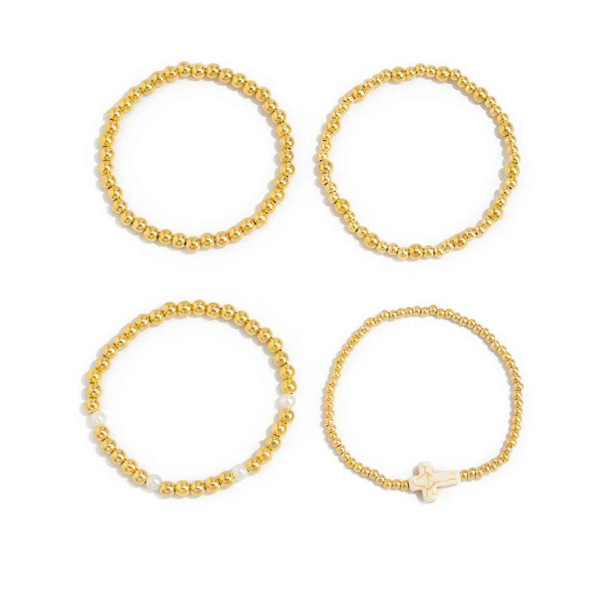 Bracelet Set Imitation Pearl Geometric Handmade Ins Style For Women - Image 5