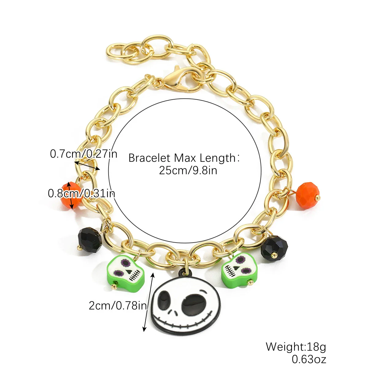 Bracelet Set Zinc Alloy Punk Festival Element Geometric Electroplating Orange Pumpkin Skull Pendant - Image 16