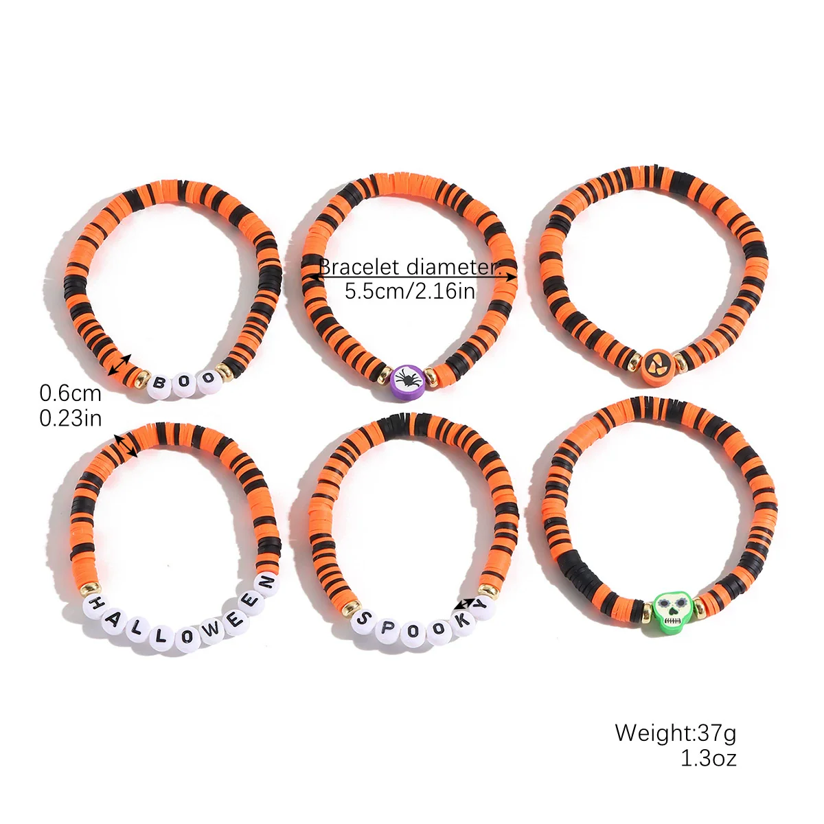 Bracelet Set Zinc Alloy Punk Festival Element Geometric Electroplating Orange Pumpkin Skull Pendant - Image 21