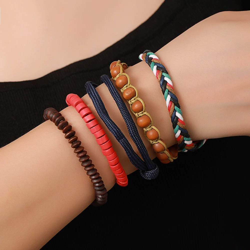 Bracelet Shell Wooden Beads Turquoise Beads Handmade Geometric Style Unisex - Image 14
