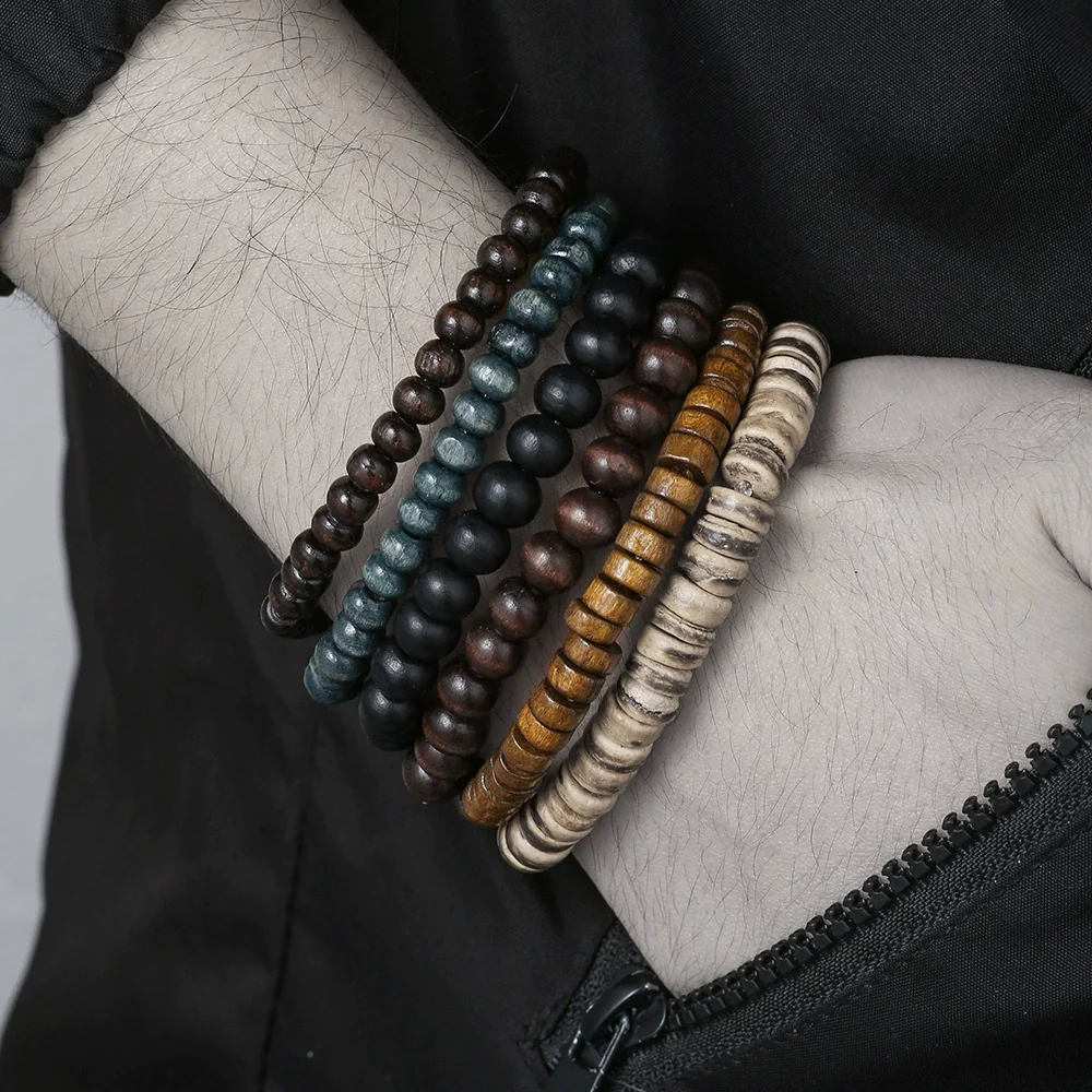 Bracelet Shell Wooden Beads Turquoise Beads Handmade Geometric Style Unisex - Image 20