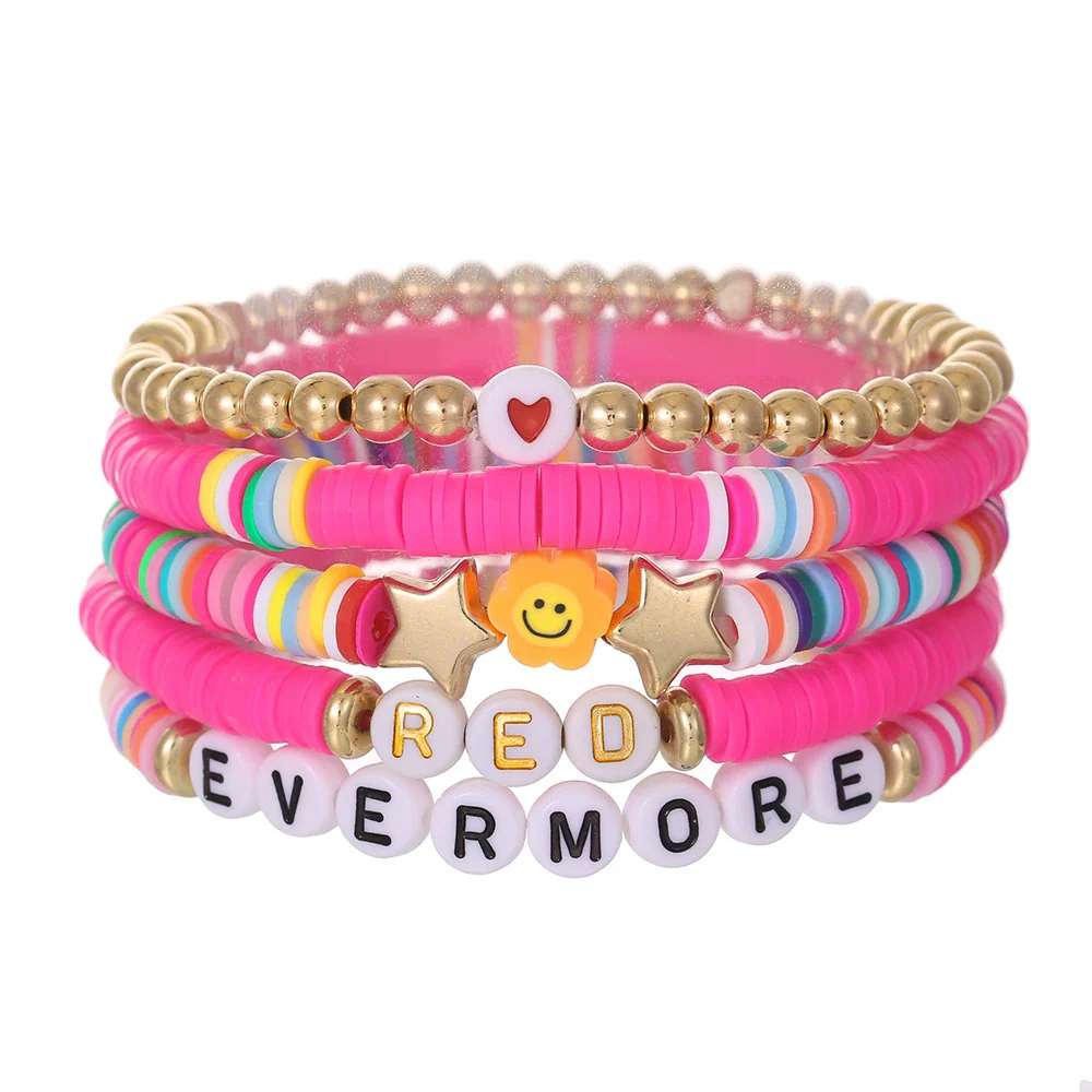 Bracelet Soft Pottery Stainless Steel Copper Acrylic Beads Handmade Bohemian Rope Braided With Letters Numbers Text - Image 10