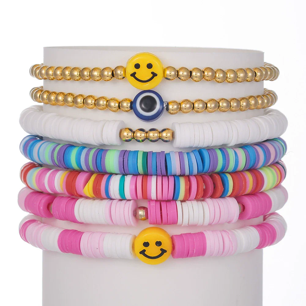 Bracelet Soft Pottery Stainless Steel Copper Acrylic Beads Handmade Bohemian Rope Braided With Letters Numbers Text - Image 11