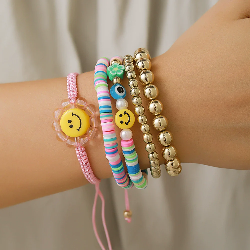Bracelet Soft Pottery Stainless Steel Copper Acrylic Beads Handmade Bohemian Rope Braided With Letters Numbers Text - Image 12