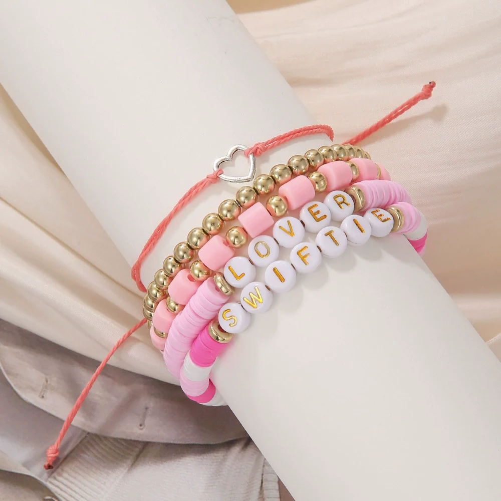 Bracelet Soft Pottery Stainless Steel Copper Acrylic Beads Handmade Bohemian Rope Braided With Letters Numbers Text - Image 4