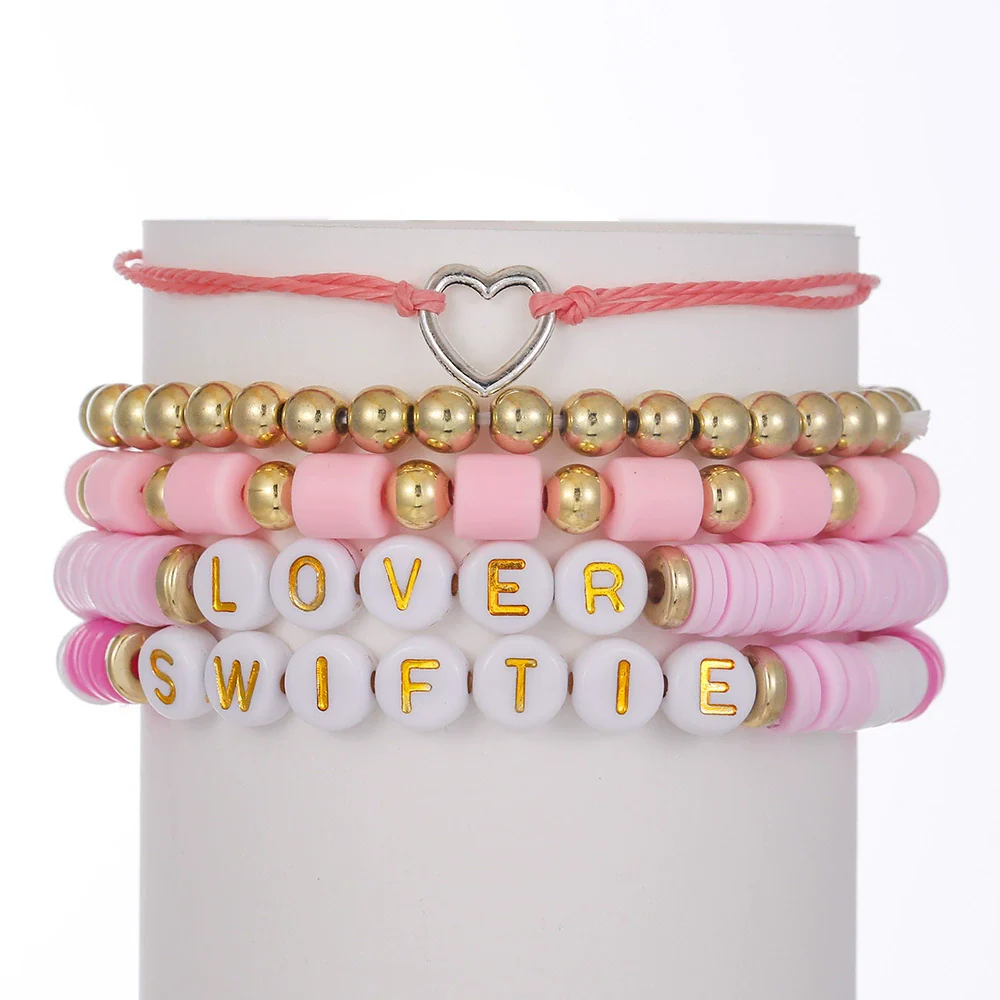 Bracelet Soft Pottery Stainless Steel Copper Acrylic Beads Handmade Bohemian Rope Braided With Letters Numbers Text - Image 5