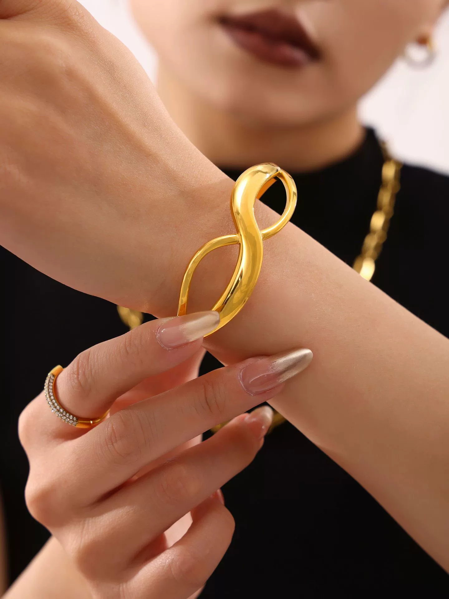 Bracelet Stainless Steel 8Shaped Geometric High Polished Pvd Plated 18K Real Gold Color Retention - Image 5