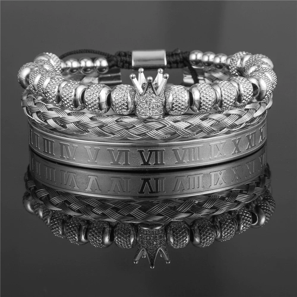 Bracelet Stainless Steel Copper Alloy Microinlaid Zircon Double Leopard Head Black Onyx Geometric Electroplating Style For Men - Image 11