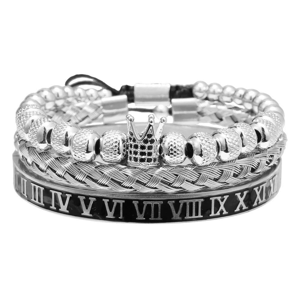 Bracelet Stainless Steel Copper Alloy Microinlaid Zircon Double Leopard Head Black Onyx Geometric Electroplating Style For Men - Image 22