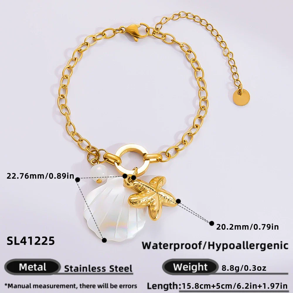 Bracelet Stainless Steel Electroplated 18K Gold Marine Style Heart Shape - Image 11
