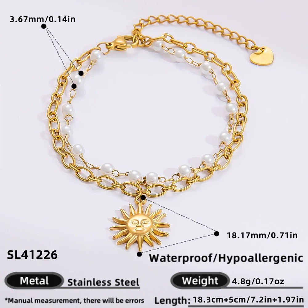 Bracelet Stainless Steel Electroplated 18K Gold Marine Style Heart Shape - Image 12