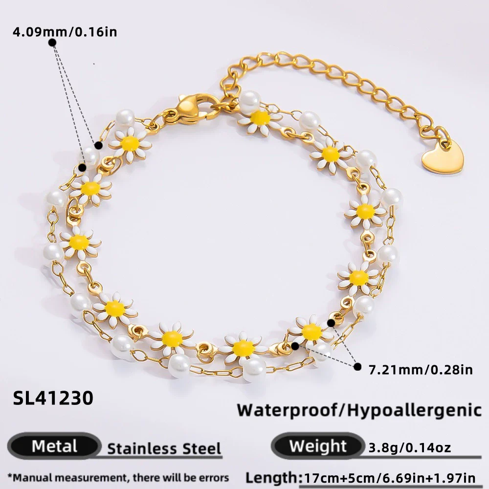 Bracelet Stainless Steel Electroplated 18K Gold Marine Style Heart Shape - Image 16