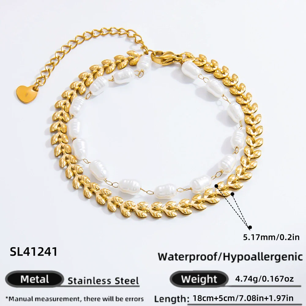 Bracelet Stainless Steel Electroplated 18K Gold Marine Style Heart Shape - Image 18