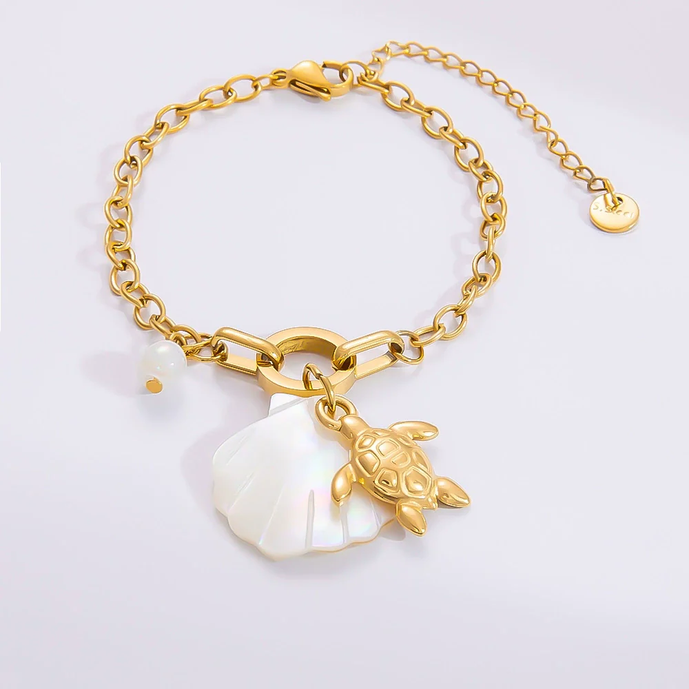 Bracelet Stainless Steel Electroplated 18K Gold Marine Style Heart Shape - Image 5