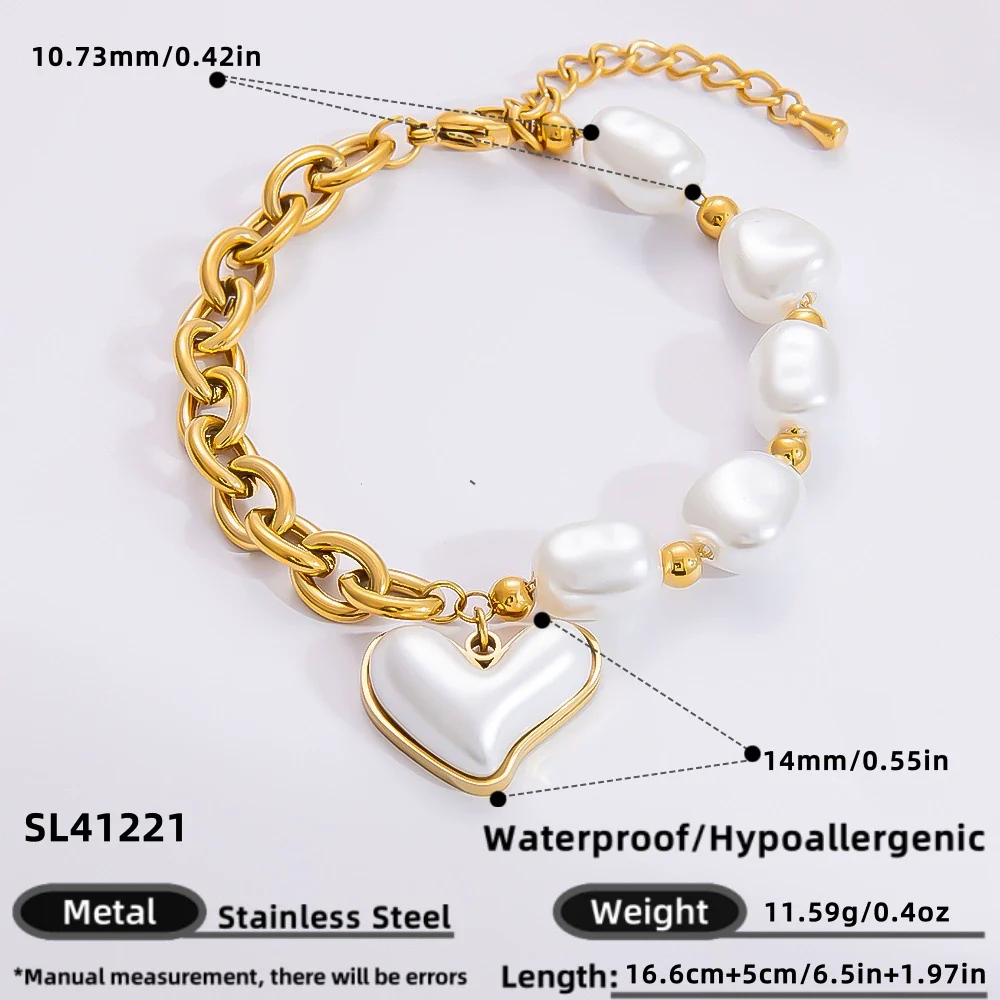 Bracelet Stainless Steel Electroplated 18K Gold Marine Style Heart Shape - Image 7