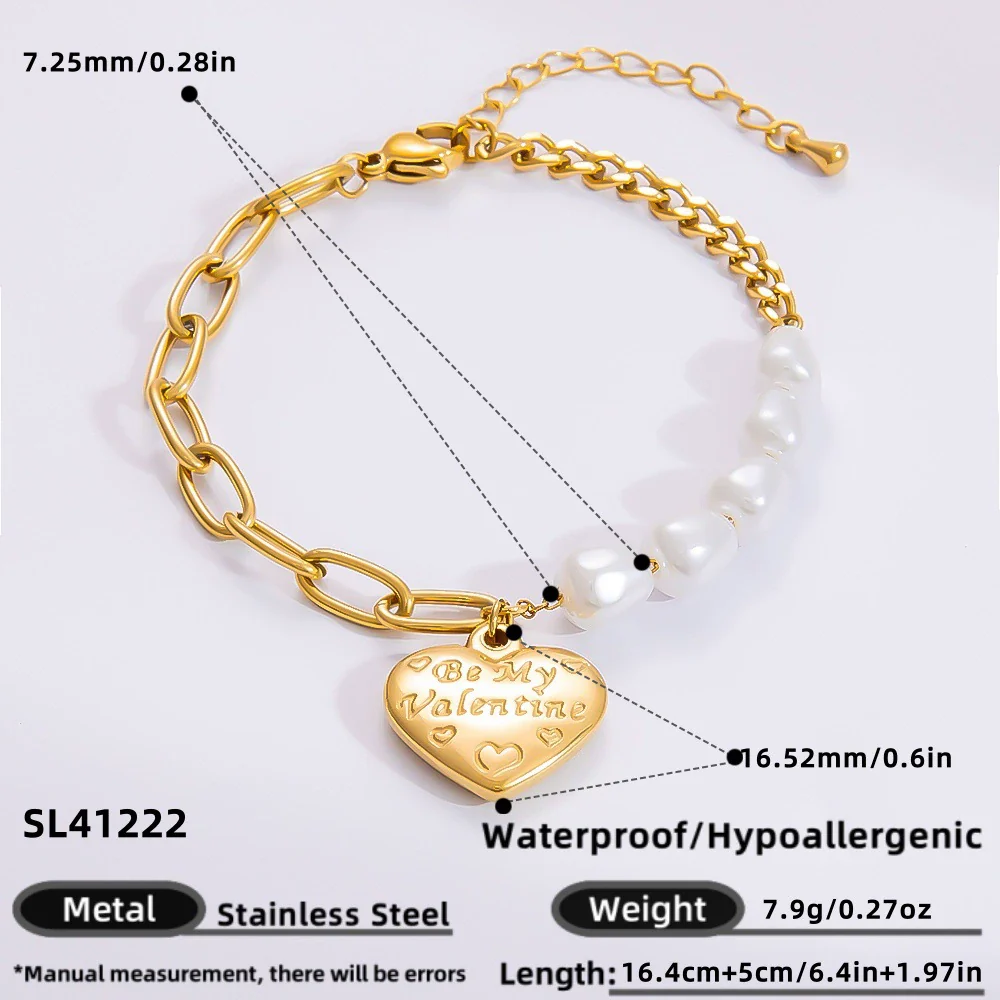 Bracelet Stainless Steel Electroplated 18K Gold Marine Style Heart Shape - Image 8