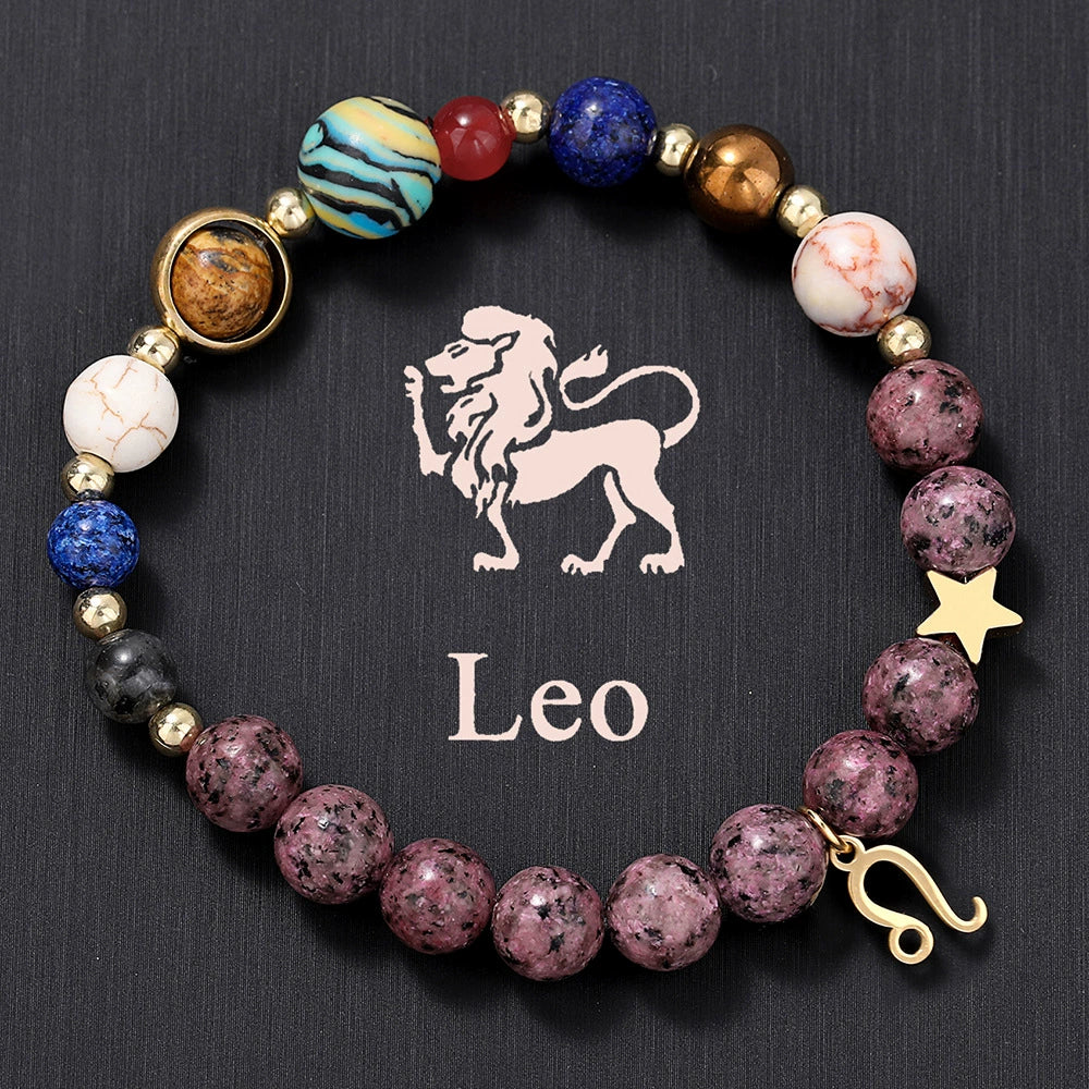 Bracelet Stainless Steel Natural Stone Granite Beaded Handmade Geometric Eight Planets 12 Constellations Unisex Women - Image 11