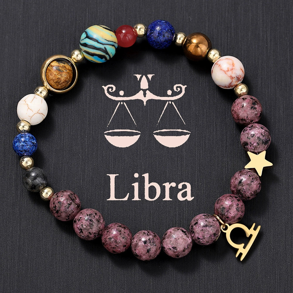 Bracelet Stainless Steel Natural Stone Granite Beaded Handmade Geometric Eight Planets 12 Constellations Unisex Women - Image 12