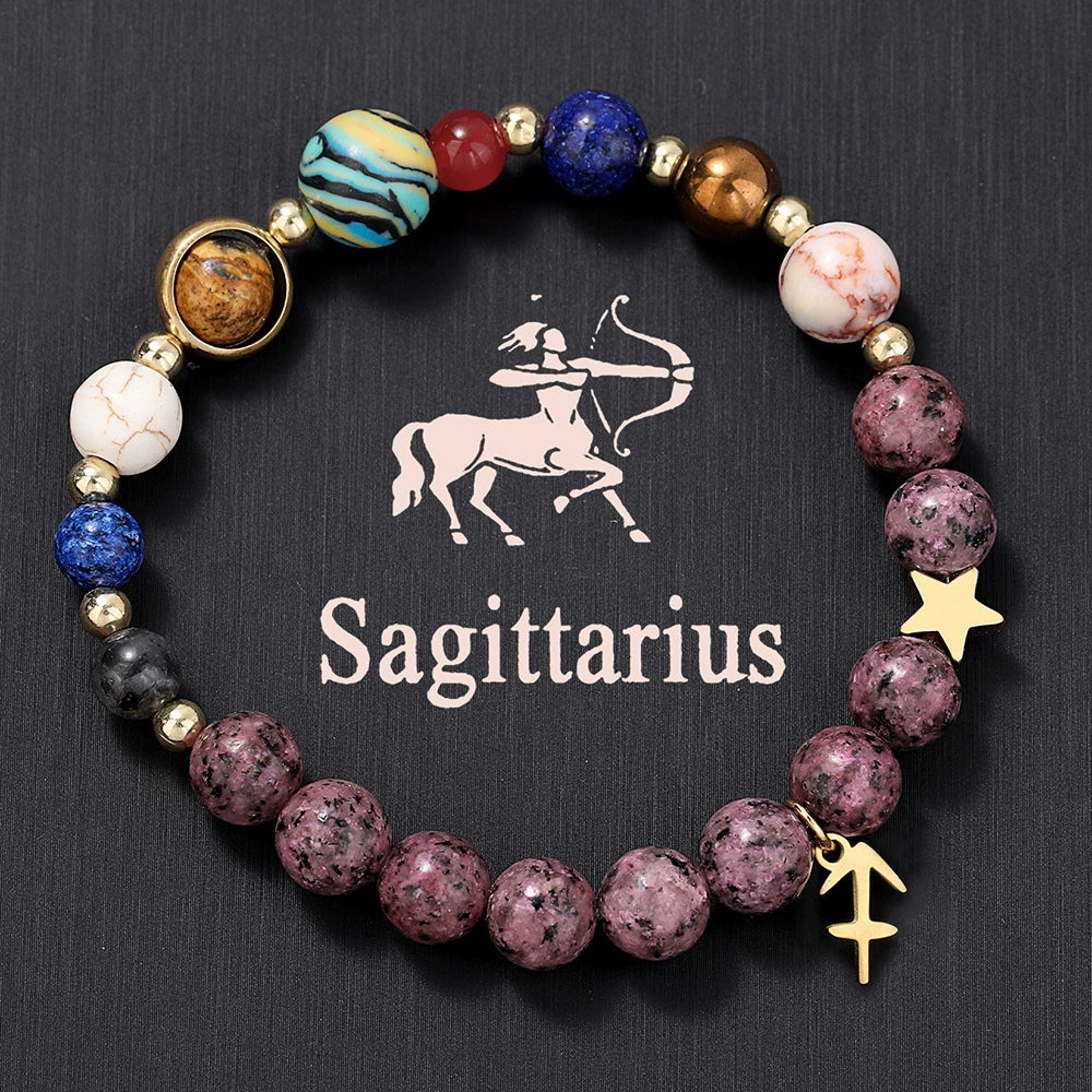 Bracelet Stainless Steel Natural Stone Granite Beaded Handmade Geometric Eight Planets 12 Constellations Unisex Women - Image 14