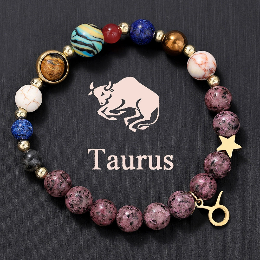 Bracelet Stainless Steel Natural Stone Granite Beaded Handmade Geometric Eight Planets 12 Constellations Unisex Women - Image 16