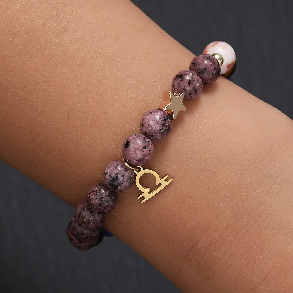 Bracelet Stainless Steel Natural Stone Granite Beaded Handmade Geometric Eight Planets 12 Constellations Unisex Women - Image 4