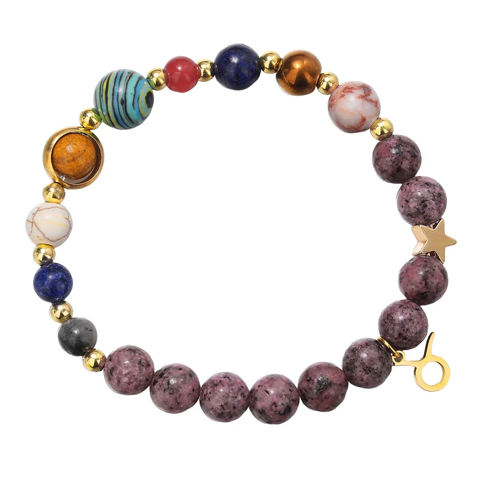 Bracelet Stainless Steel Natural Stone Granite Beaded Handmade Geometric Eight Planets 12 Constellations Unisex Women - Image 5