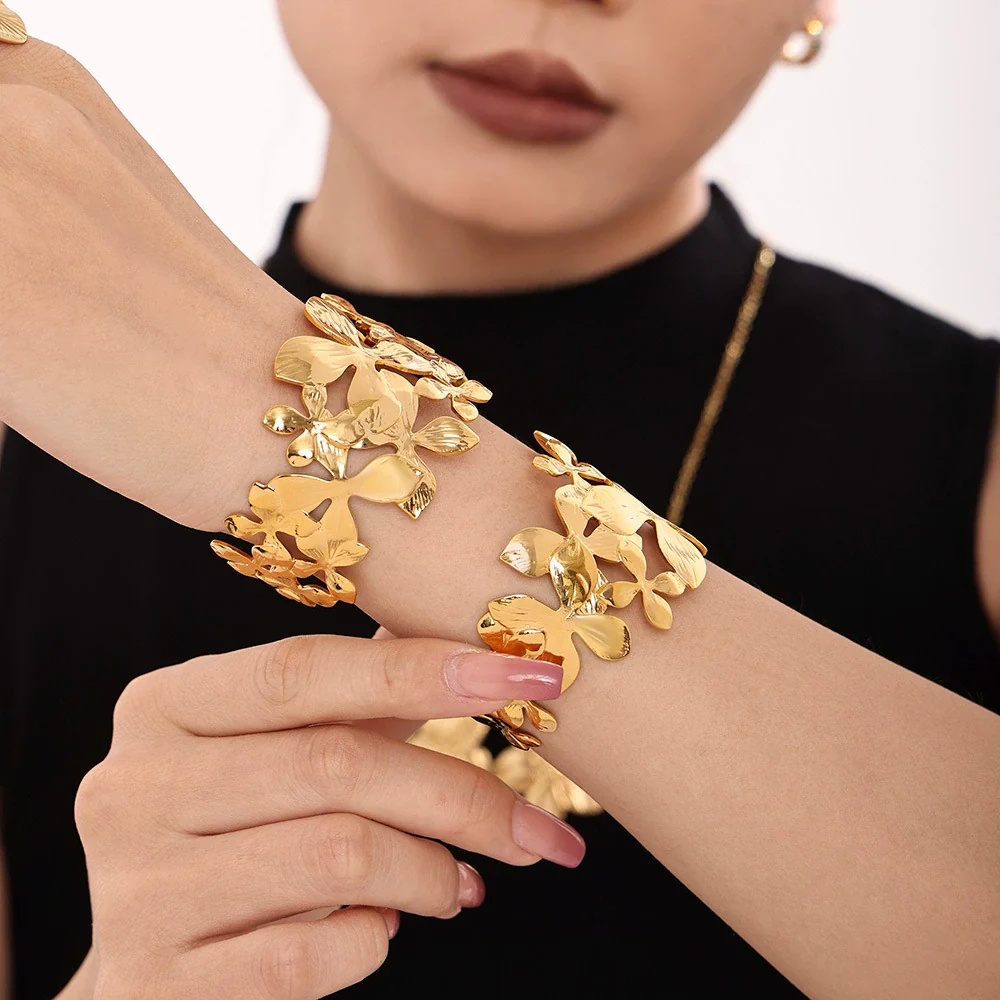 Bracelet Stainless Steel Pvd Electroplated French Flower Geometric Simple Style